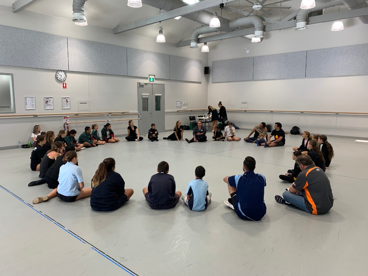 Photo: Students participating in a regional Aboriginal dance workshop held online